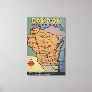 Gordon, Wisconsin - Large Letter Scenes Canvas Print