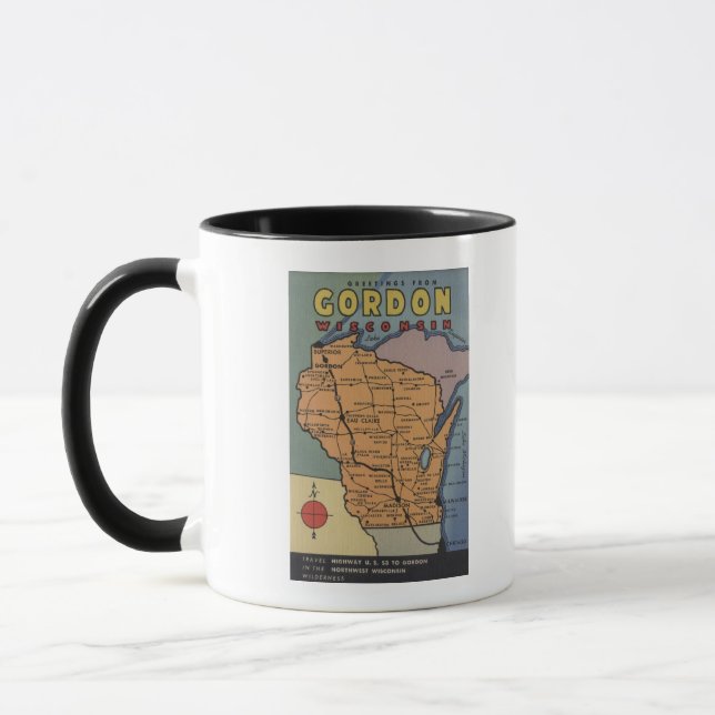Gordon, Wisconsin - Large Letter Scenes Mug (Left)