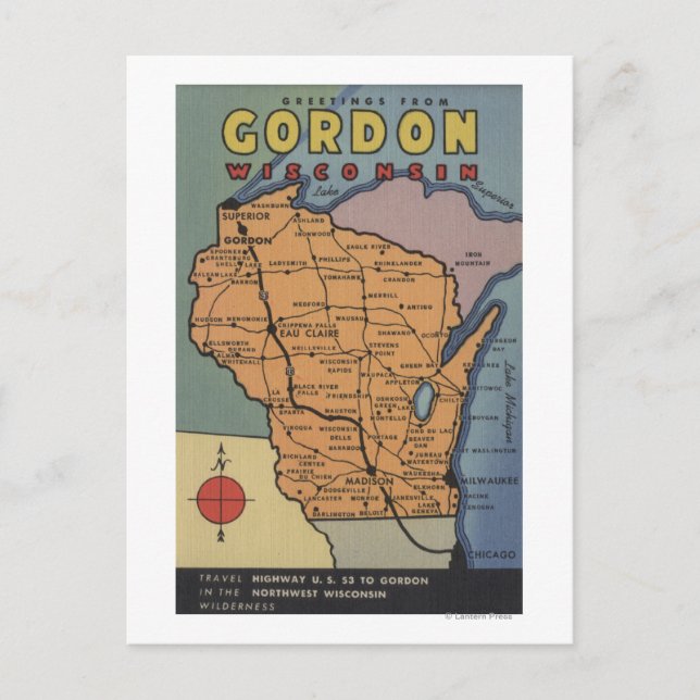 Gordon, Wisconsin - Large Letter Scenes Postcard (Front)