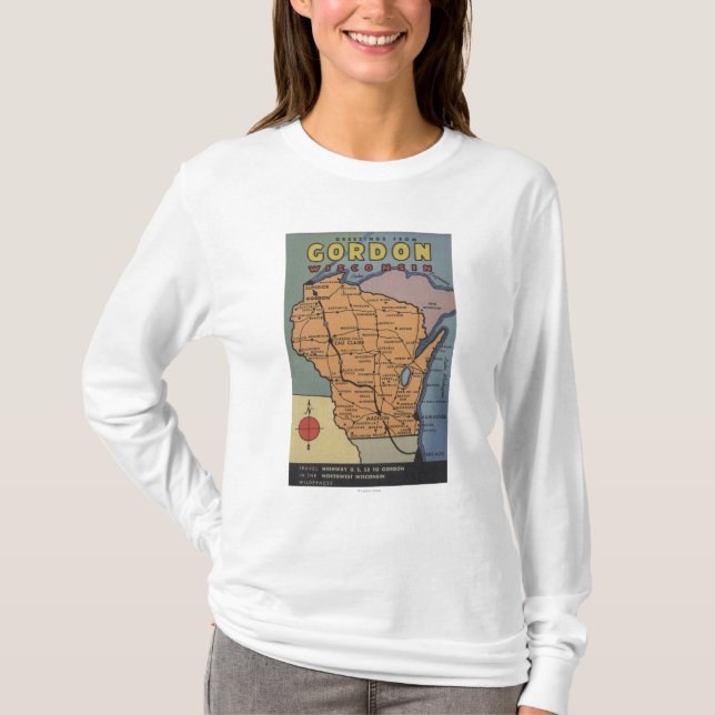Gordon, Wisconsin - Large Letter Scenes T-Shirt (Front)