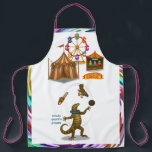 Gordy, goanna juggler apron<br><div class="desc">Gordy the goanna keeps more objects in the air than anyone can count, colourful balls, fruit, hats, chainsaws and even chickens. With quick reflexes and a mischievous grin, Gordy’s juggling act is equal parts skill and humour. He’s unpredictable… but always impressive. You can find lots of other Dingaling Brothers Circus...</div>