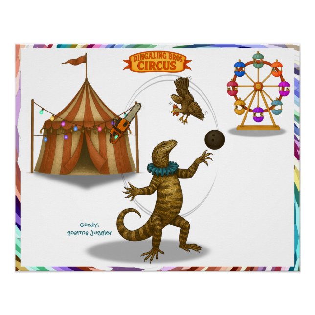 Gordy, goanna juggler poster (Front)