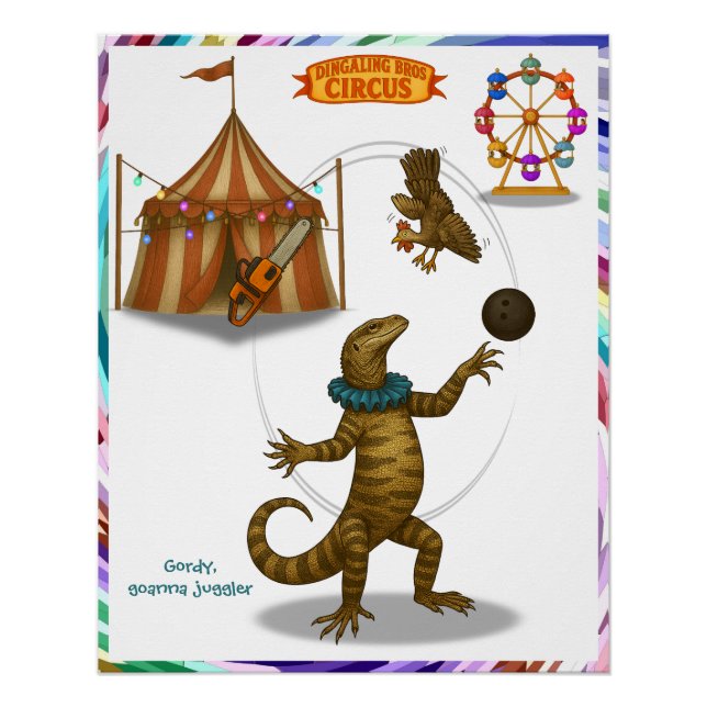 Gordy, goanna juggler poster (Front)