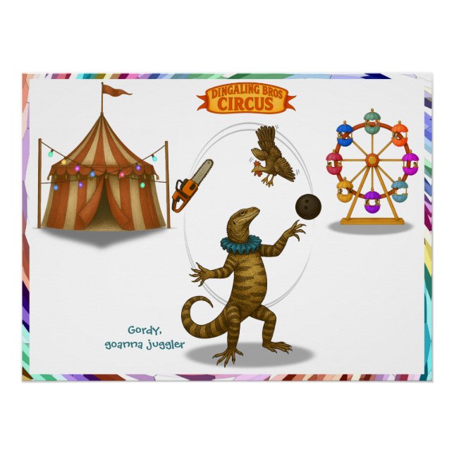 Gordy, goanna juggler poster (Front)