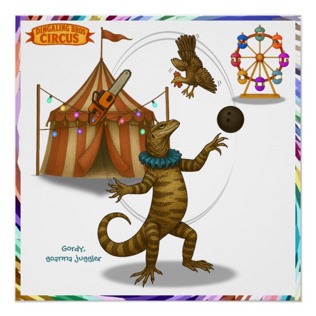 Gordy, goanna juggler poster (Front)