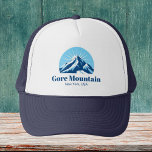 Gore Mountain, New York, NY ski resort   Trucker Hat<br><div class="desc">This hat with a gorgeous blue mountain and a sunny background from Gore Mountain,  New York,  NY is the perfect gift or souvenir for tourists on a ski vacation!</div>