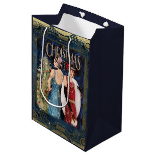 Gorgeous 1920s Christmas Flapper Girls  Medium Gift Bag