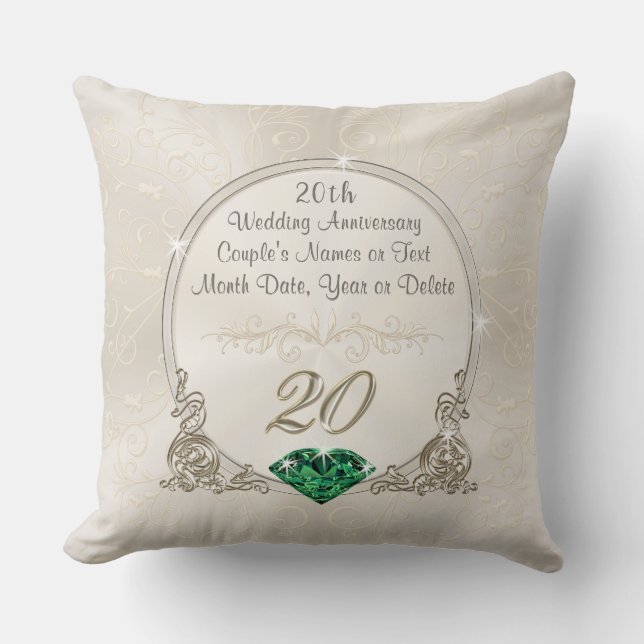 Gorgeous 20th Anniversary Gifts, Personalised Cushion (Front)