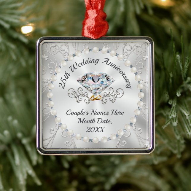 Gorgeous 25th Wedding Anniversary Ornament (Tree)