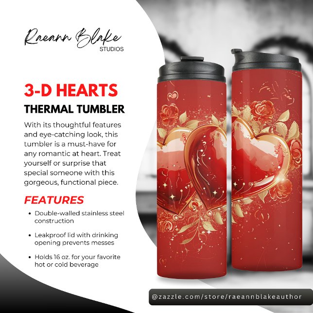 Gorgeous 3-D Hearts Love Thermal Tumbler (Creator Uploaded)