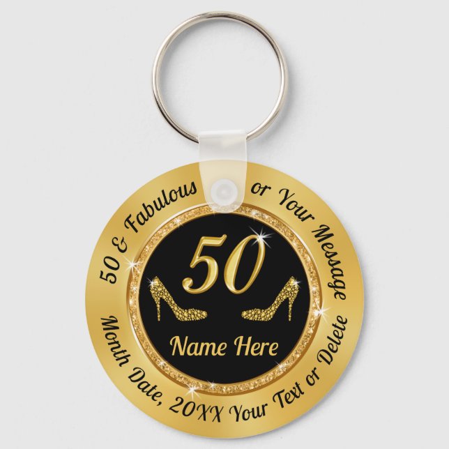Gorgeous 50th Birthday Party Favours for Her Key Ring (Front)