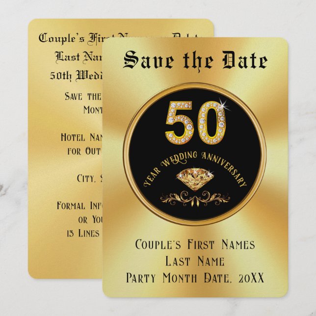 Gorgeous, 50th Wedding Anniversary Save the Date, Invitation (Front/Back)