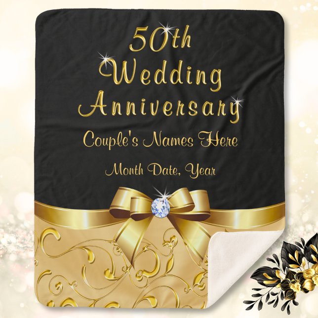 Gorgeous 50th Wedding Anniversary Throw Blanket (Personalized 50th wedding anniversary gift for parents or grandparents. 50th anniversary blanket. )