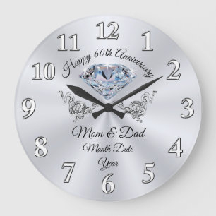 Gorgeous 60th Anniversary Gift for Parents Large Clock