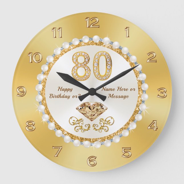 Gorgeous, 80th Birthday Clock, 80th Birthday Gifts Large Clock (Front)