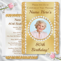 Gorgeous, 80th Birthday Invitations with PHOTO,