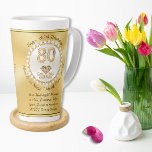 Gorgeous, 80th Birthday Mugs, for Lattes, Coffee Latte Mug