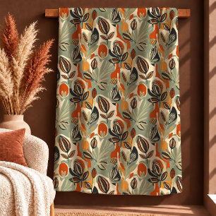 Gorgeous Abstract Copper Dusty Green Blanket Art