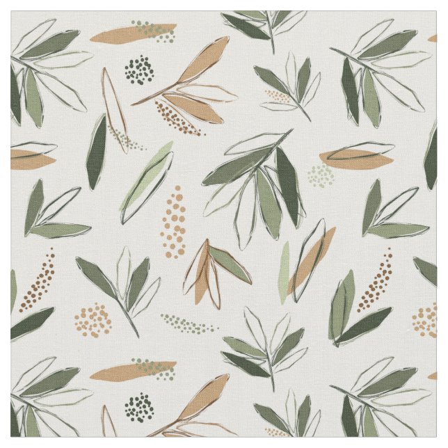 Gorgeous Abstract Leaves - Earthtones Fabric (Close Up)