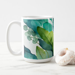 Gorgeous, Abstract Teal, Green, Emerald, Botanical Coffee Mug
