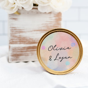 Gorgeous Abstract Watercolor Modern Script Wedding Classic Round Sticker
