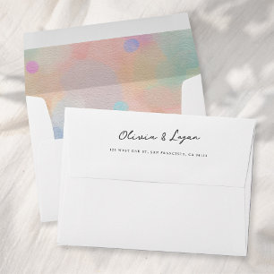 Gorgeous Abstract Watercolor Modern Script Wedding Envelope