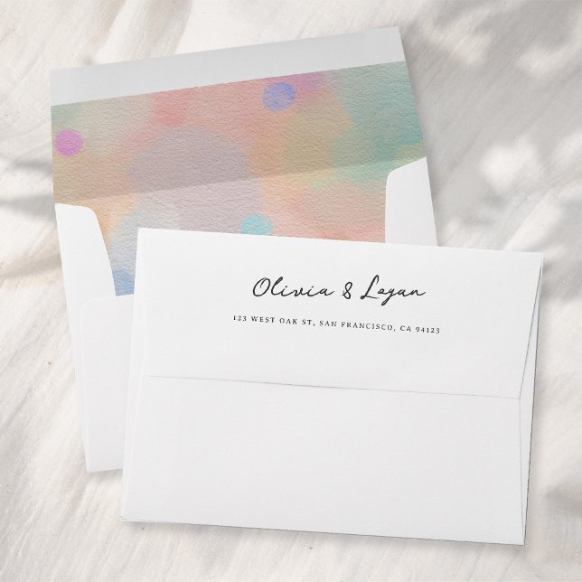 Gorgeous Abstract Watercolor Modern Script Wedding Envelope (Creator Uploaded)