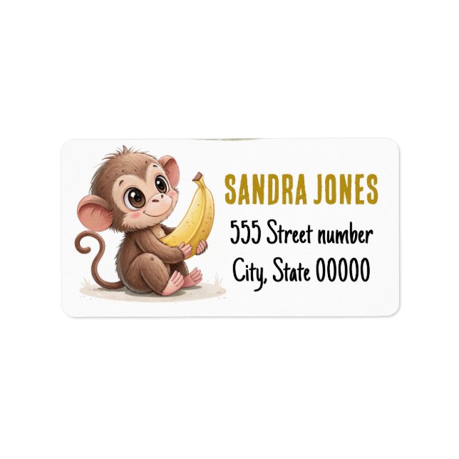 Gorgeous address labels cute monkey (Front)