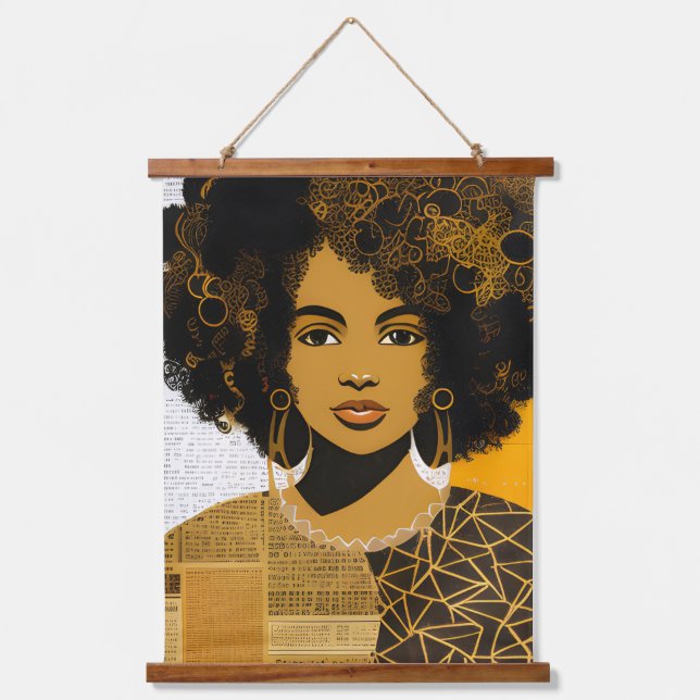 Gorgeous African American Woman Collage Hanging Tapestry (Front)