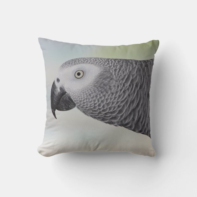 Gorgeous African Grey Parrot Cushion (Front)