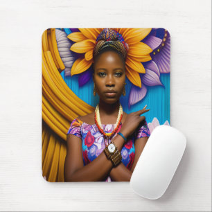 Gorgeous African woman with a watch Mouse Mat