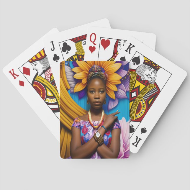 Gorgeous African woman with a watch Playing Cards (Back)