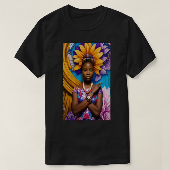 Gorgeous African woman with a watch T-Shirt (Design Front)