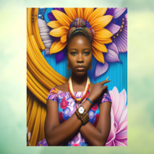 Gorgeous African woman with a watch Window Cling
