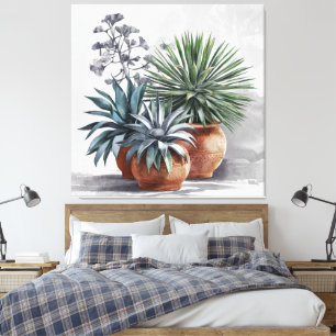 Gorgeous Agave Plants in Rustic Terracotta Pot Canvas Print