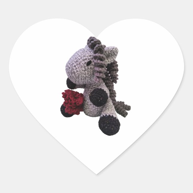 Gorgeous Amigurumi Crocheted Horse Heart Sticker! Heart Sticker (Front)