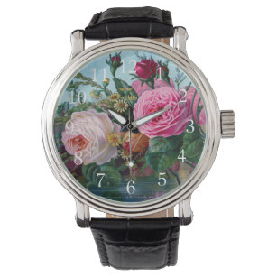 Gorgeous and Elegant Vintage Roses Print Watch