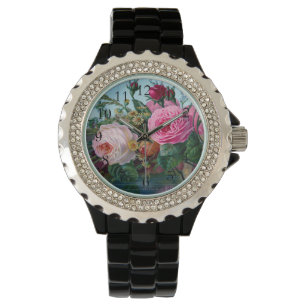 Gorgeous and Elegant Vintage Roses Print Watch