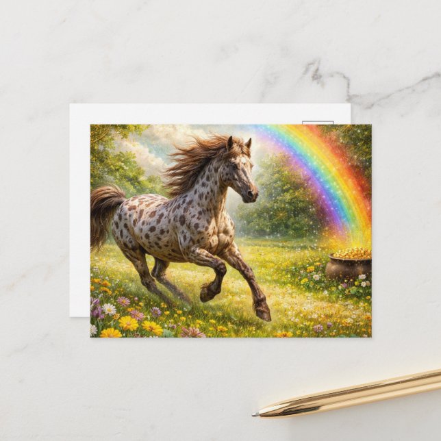 Gorgeous Appaloosa at the Rainbow Postcard (Front/Back In Situ)