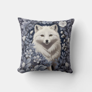 Gorgeous Arctic Fox William Morris Inspired Cushion