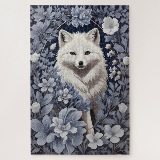 Gorgeous Arctic Fox William Morris Inspired Jigsaw Puzzle (Vertical)