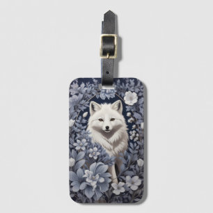 Gorgeous Arctic Fox William Morris Inspired Luggage Tag
