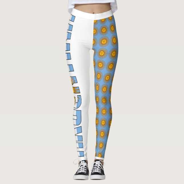 Gorgeous Argentina Flag and Sun Leggings (Front)