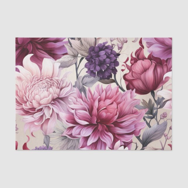 Gorgeous Array of Large Botanical Flowers Tissue Paper (Front)