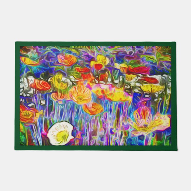 Gorgeous Art Colourful Poppies Doormat (Front)