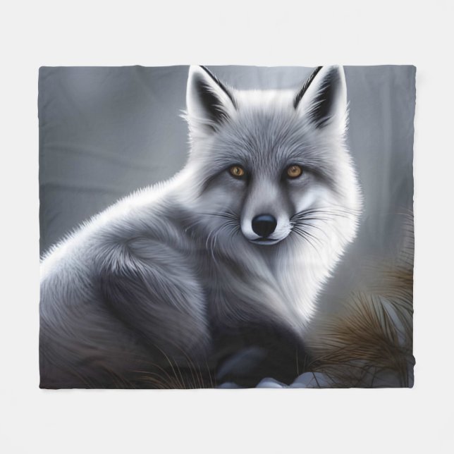 Gorgeous Artic Fox  Fleece Blanket (Front (Horizontal))