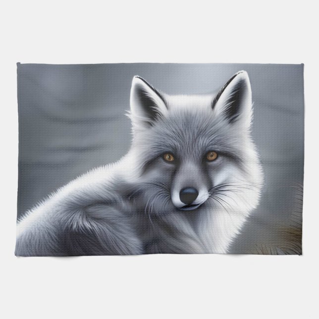 Gorgeous Artic Fox  Tea Towel (Horizontal)