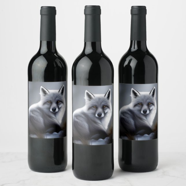Gorgeous Artic Fox  Wine Label (Bottles)