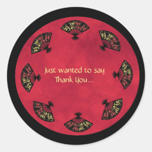 Gorgeous Asian Fan Thank You Stickers