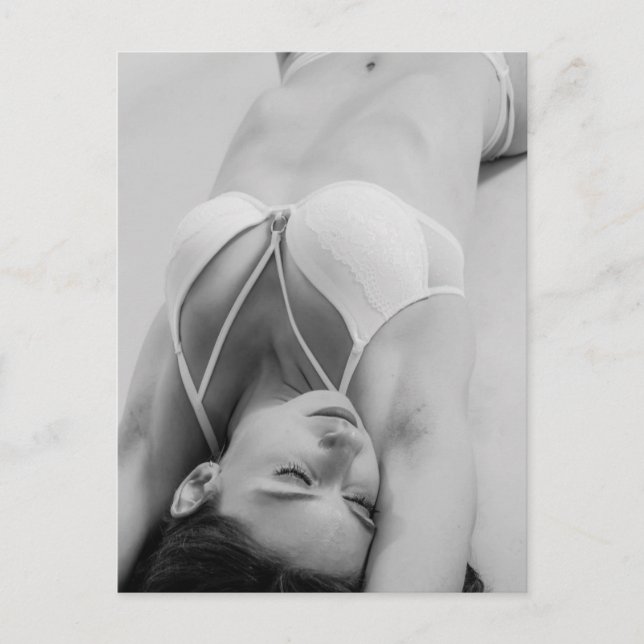 Gorgeous B&W lingerie model photo postcard (Front)